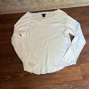 Moda International Boat Neck White Like New Waffle Long Sleeve Thermal Tee Sz M